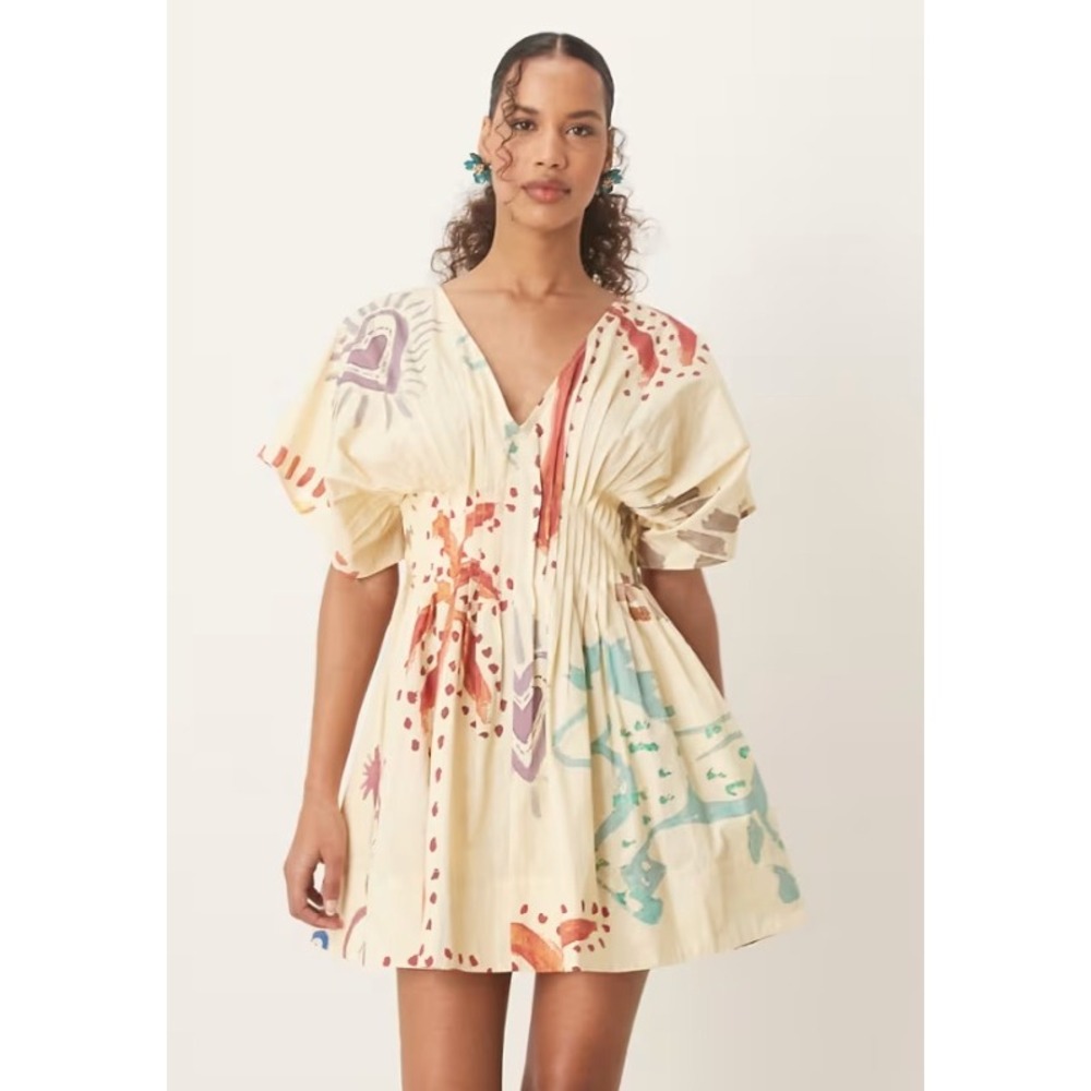 ASOS Cream Mini Dress with Multicolor Abstract Print